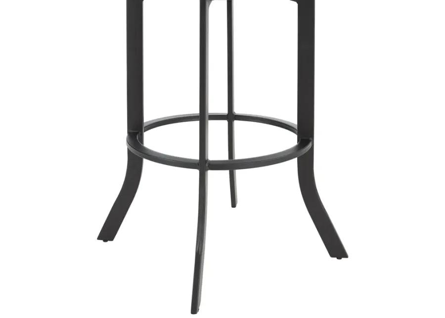 Pharaoh Swivel 30" Black Powder Coated and Black Faux Leather Metal Bar Stool