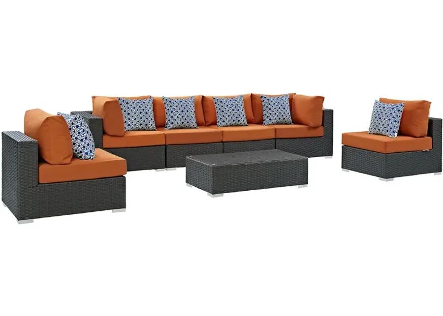 Sojourn 7 Piece Outdoor Patio Sunbrella® Sectional Set