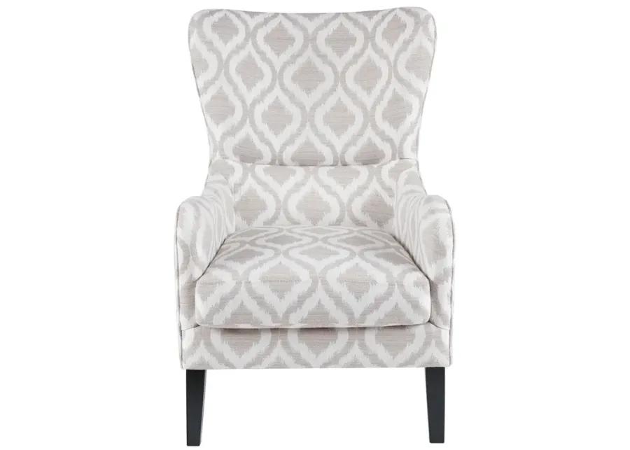 Madison Park Arianna Grey/White Swoop Wing Chair