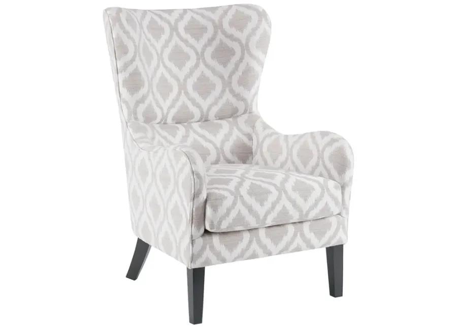 Madison Park Arianna Grey/White Swoop Wing Chair