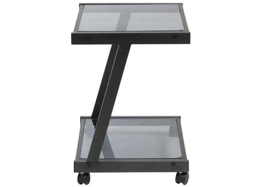 L-Series Printer Cart in Graphite Black with Smoked Glass