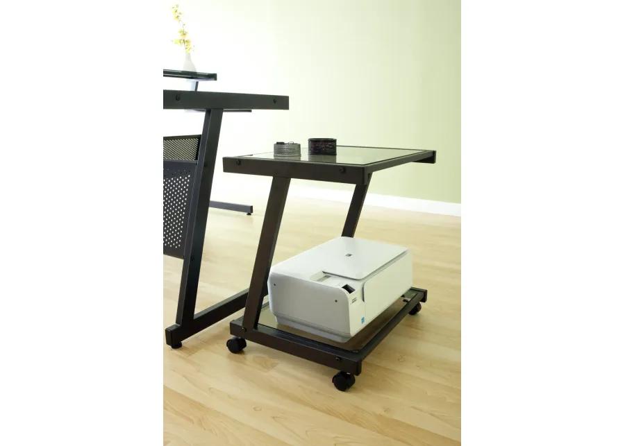 L-Series Printer Cart in Graphite Black with Smoked Glass