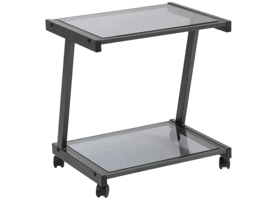 L-Series Printer Cart in Graphite Black with Smoked Glass