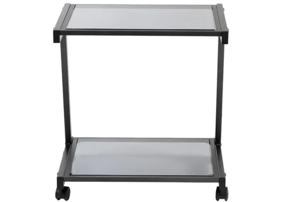 L-Series Printer Cart in Graphite Black with Smoked Glass