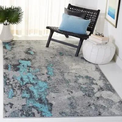 Adirondack Contemporary Turquoise / Grey 6' X 9' Powerloomed Rug