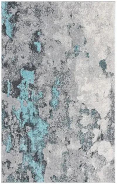 Adirondack Contemporary Turquoise / Grey 6' X 9' Powerloomed Rug