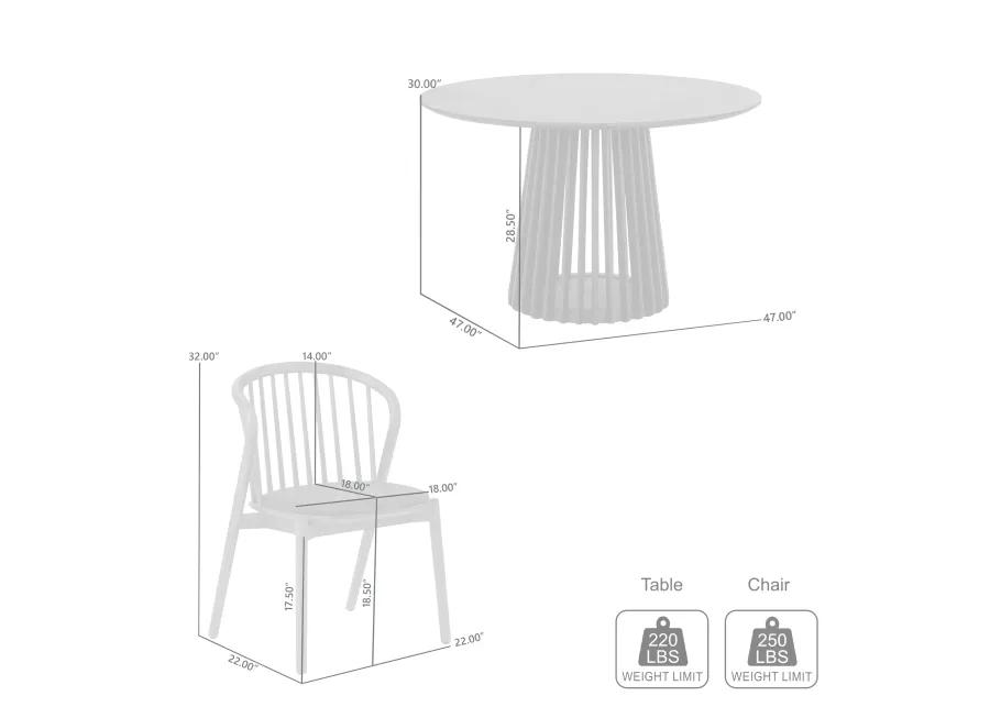 Pasadena Echo 5 Piece Round Dining Set with Walnut and Black Finish Table and Walnut Finish Chairs