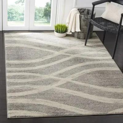 Adirondack Contemporary Grey / Cream 2'-6" X 8' Powerloomed Rug