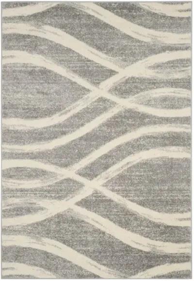 Adirondack Contemporary Grey / Cream 2'-6" X 8' Powerloomed Rug