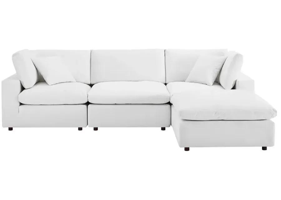 Commix Down Filled Overstuffed Performance Velvet 4-Piece Sectional Sofa