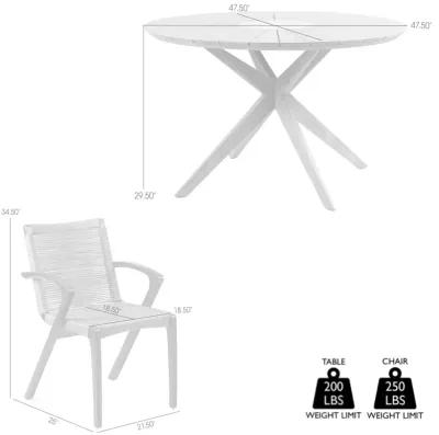 Sachi and Nabila Outdoor 5 Piece Light Eucalyptus and Concrete Dining Set