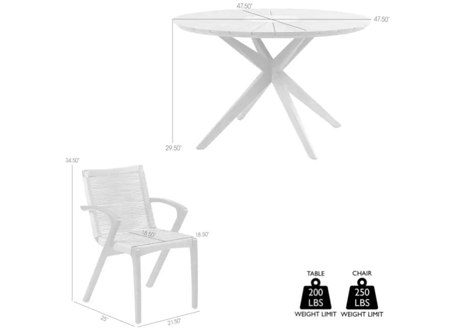 Sachi and Nabila Outdoor 5 Piece Light Eucalyptus and Concrete Dining Set