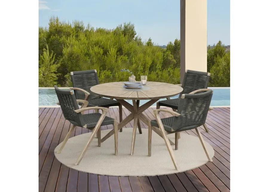 Sachi and Nabila Outdoor 5 Piece Light Eucalyptus and Concrete Dining Set