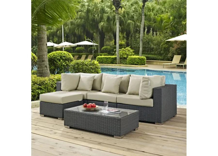 Sojourn 5 Piece Outdoor Patio Sunbrella® Sectional Set