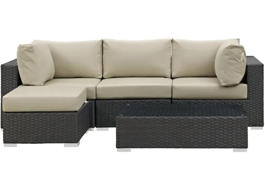 Sojourn 5 Piece Outdoor Patio Sunbrella® Sectional Set