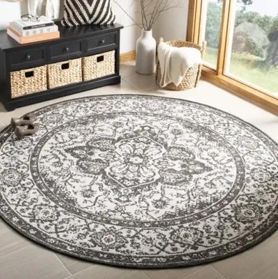 LINDEN 137 Collection LND137A-4R Light Grey / Charcoal 4' X 4' Round