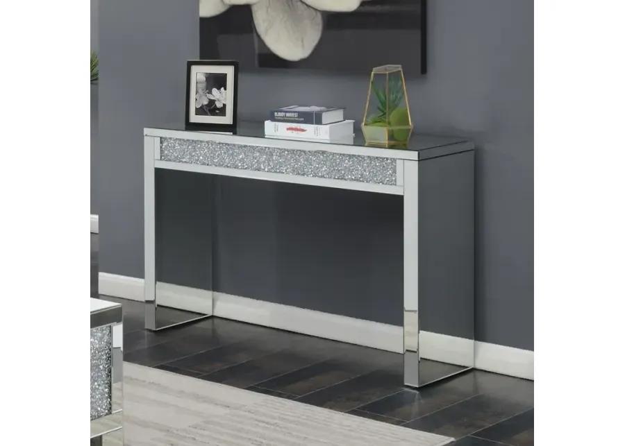 Gillian Rectangular Sofa Table Silver and Clear Mirror