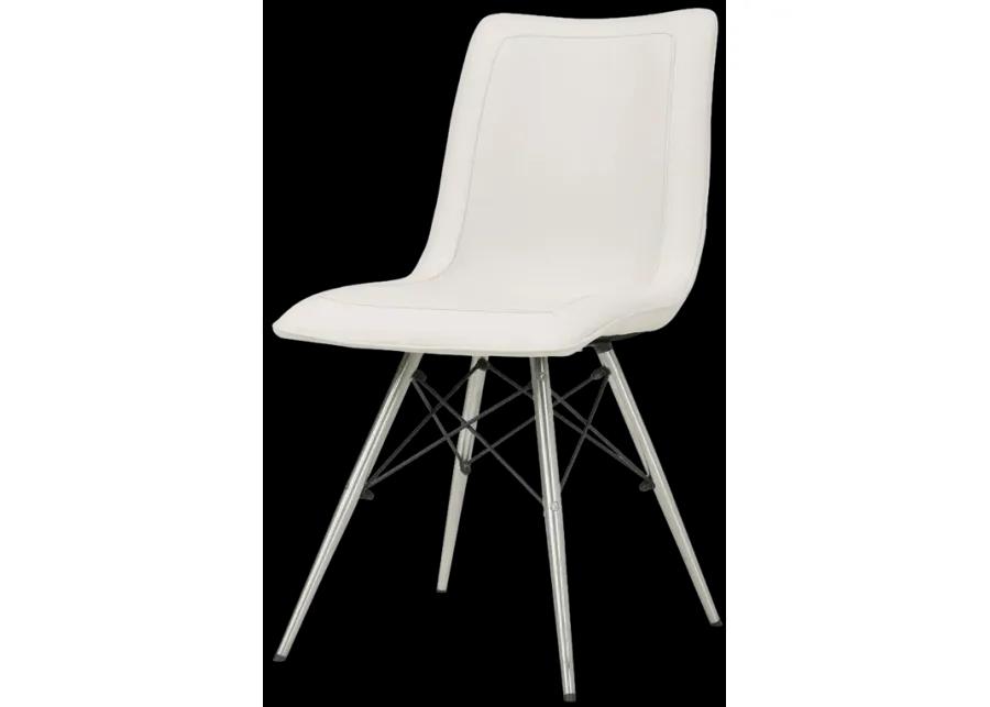 Blaine  Faux Leather Dining Side Chair Stainless Steel Legs, Light Cream  - Set of 2