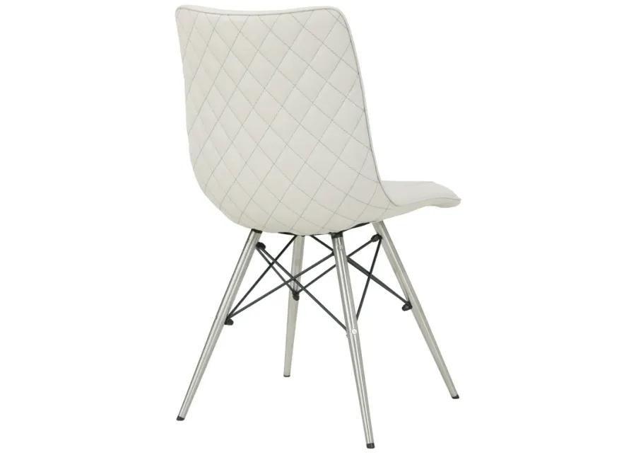 Blaine  Faux Leather Dining Side Chair Stainless Steel Legs, Light Cream  - Set of 2