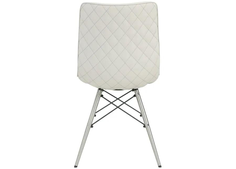 Blaine  Faux Leather Dining Side Chair Stainless Steel Legs, Light Cream  - Set of 2