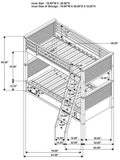 Oliver Twin Over Twin Bunk Bed Java