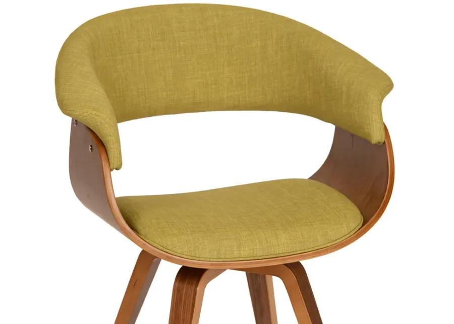 Summer Modern Chair In Green Fabric and Walnut Wood