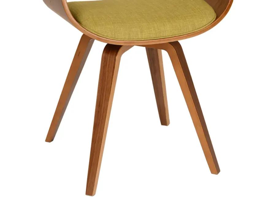 Summer Modern Chair In Green Fabric and Walnut Wood