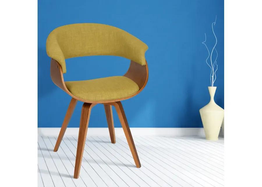 Summer Modern Chair In Green Fabric and Walnut Wood