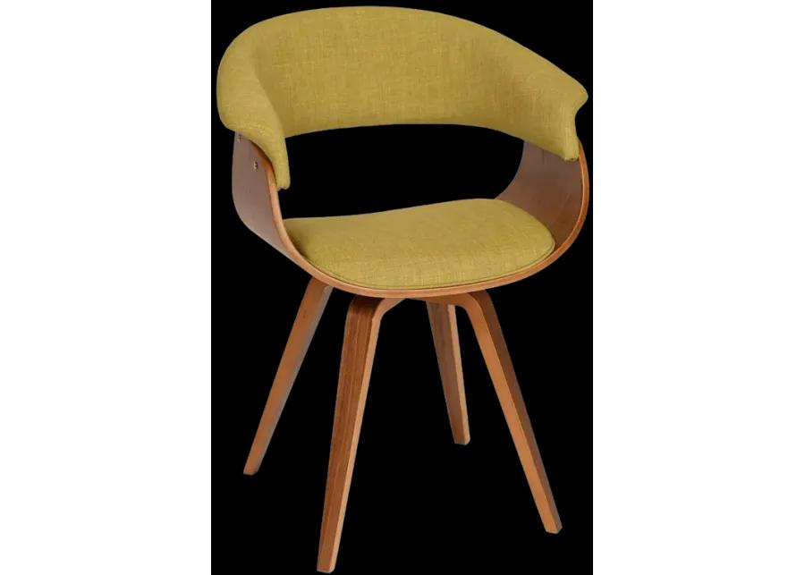 Summer Modern Chair In Green Fabric and Walnut Wood