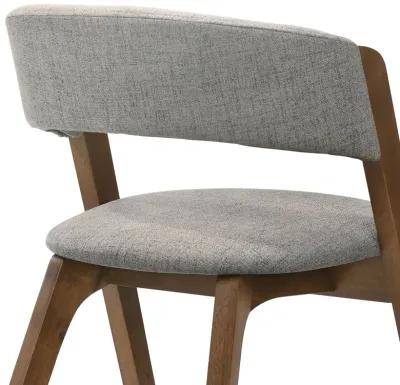 Rowan Gray Upholstered Dining Chairs in Walnut Finish - Set of 2