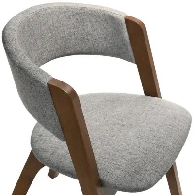 Rowan Gray Upholstered Dining Chairs in Walnut Finish - Set of 2