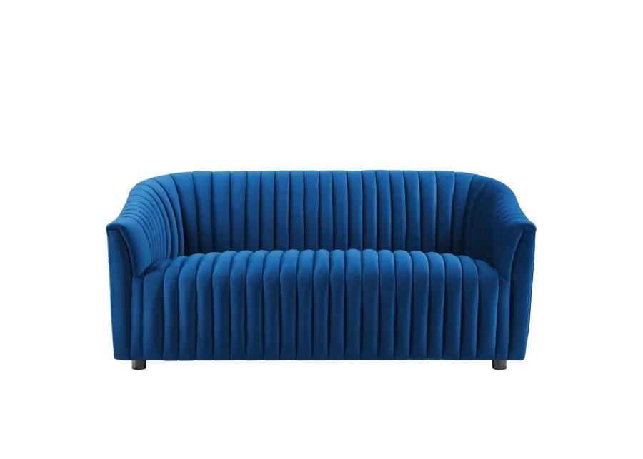 Announce Performance Velvet Channel Tufted Loveseat