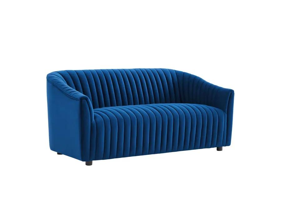 Announce Performance Velvet Channel Tufted Loveseat