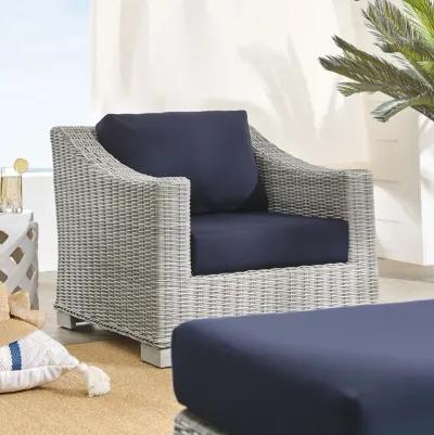 Conway Sunbrella® Outdoor Patio Wicker Rattan 2-Piece Armchair and Ottoman Set