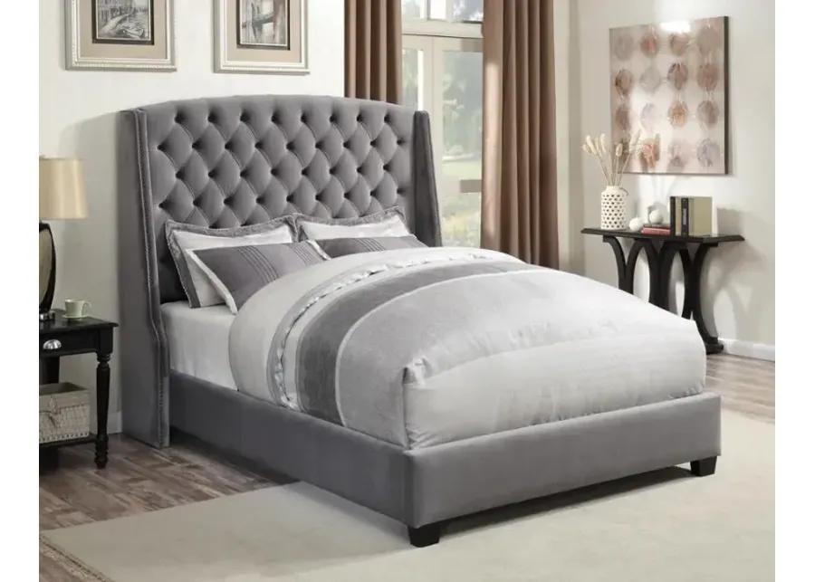 Pissarro Eastern King Tufted Upholstered Bed Grey