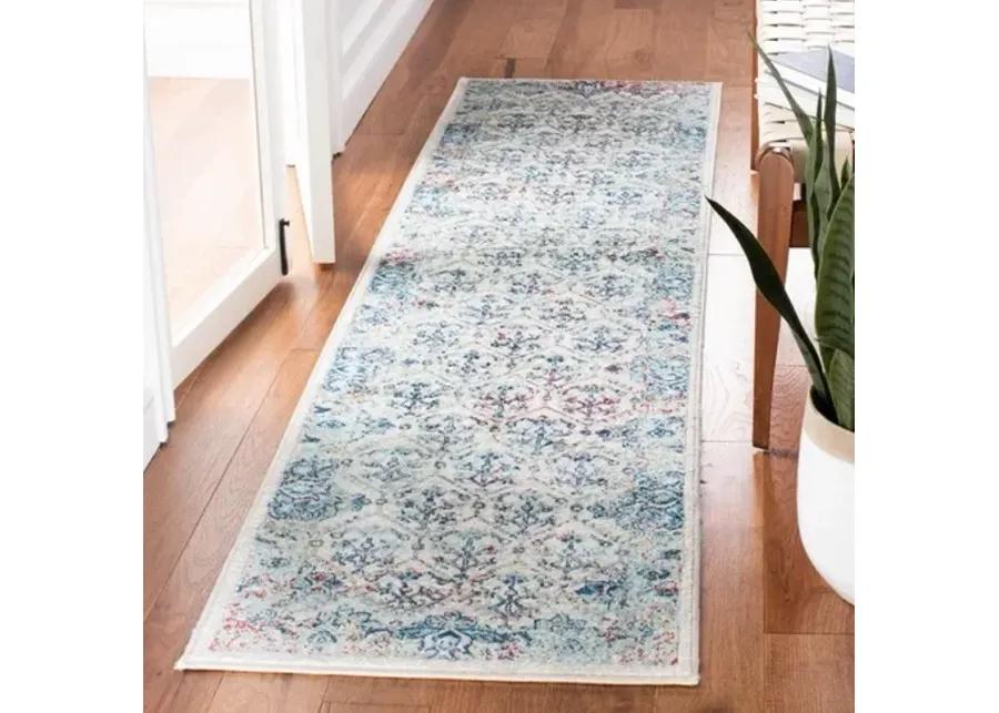 Brentwood 869 Ivory / Blue 2' X 8' Runner Powerloomed Rug