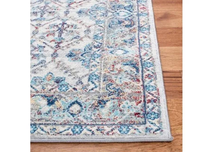 Brentwood 869 Ivory / Blue 2' X 8' Runner Powerloomed Rug