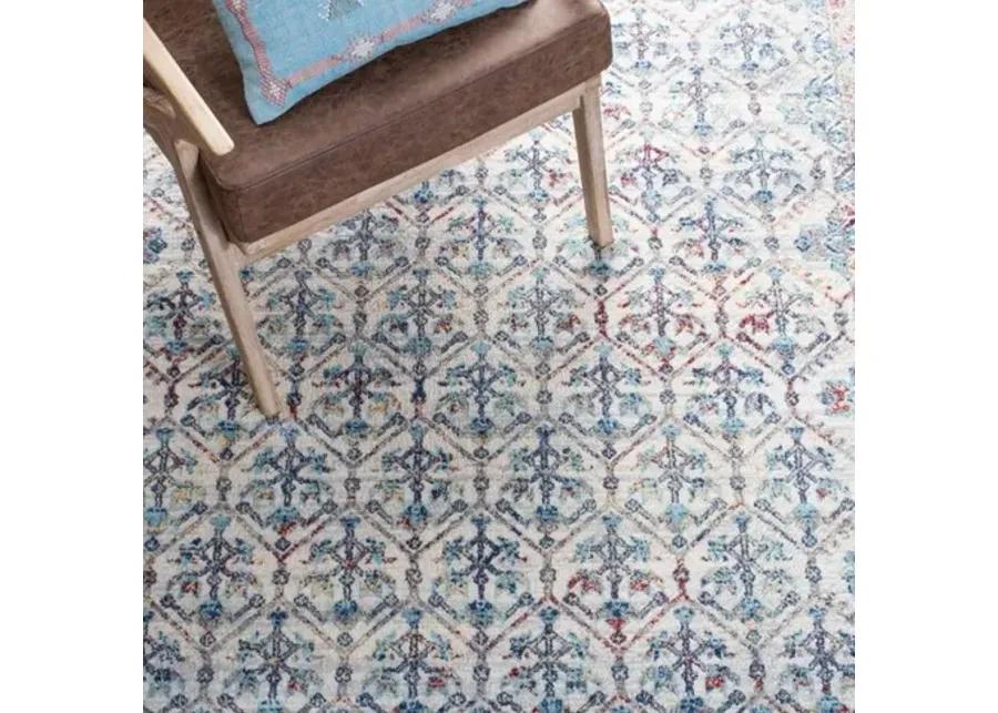 Brentwood 869 Ivory / Blue 2' X 8' Runner Powerloomed Rug