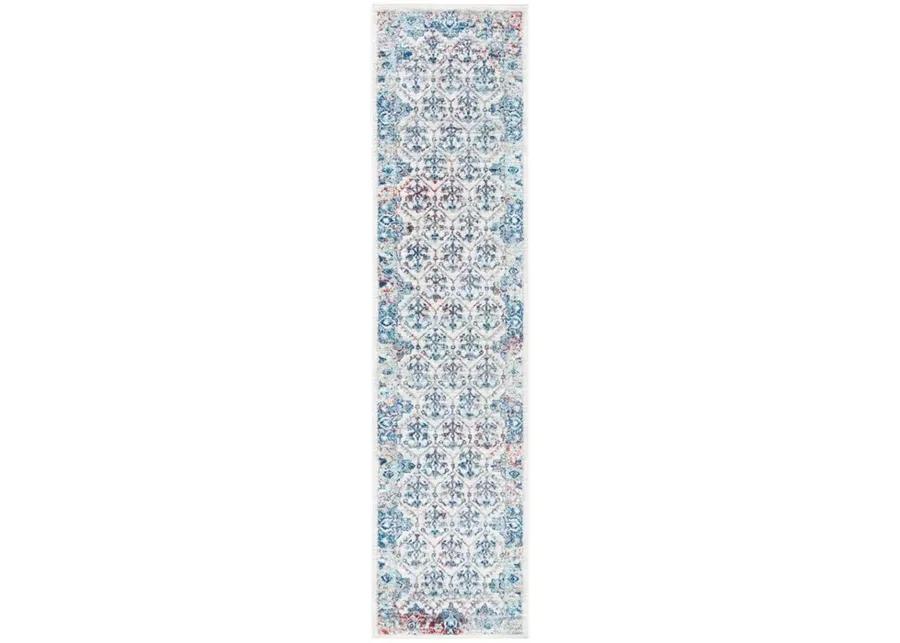 Brentwood 869 Ivory / Blue 2' X 8' Runner Powerloomed Rug