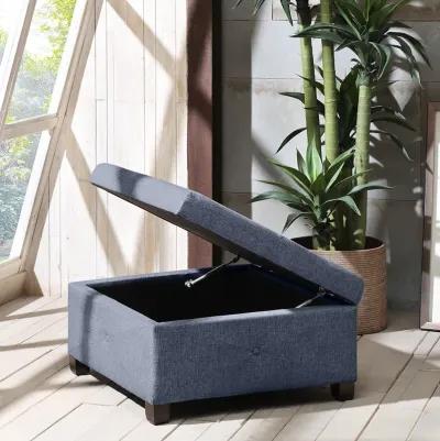 Madison Park Aspen Blue Soft Close Storage Ottoman