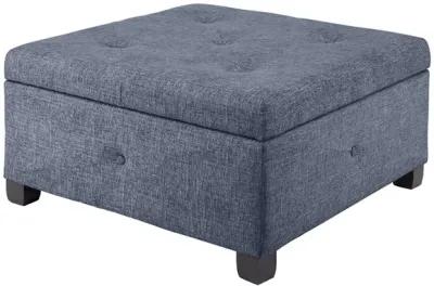 Madison Park Aspen Blue Soft Close Storage Ottoman