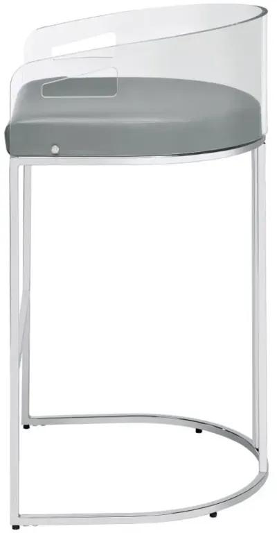 Thermosolis Acrylic Back Bar Stools Grey and Chrome (Set of 2)