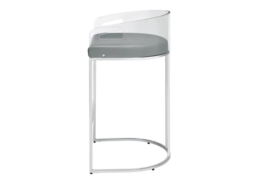 Thermosolis Acrylic Back Bar Stools Grey and Chrome (Set of 2)