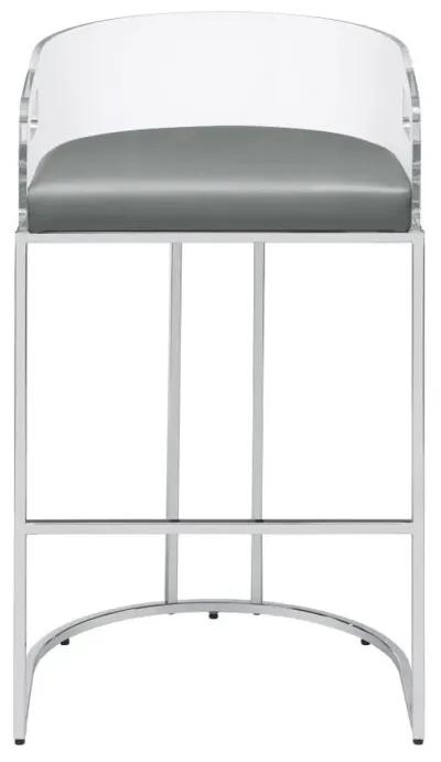 Thermosolis Acrylic Back Bar Stools Grey and Chrome (Set of 2)