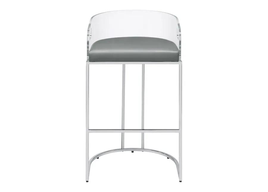 Thermosolis Acrylic Back Bar Stools Grey and Chrome (Set of 2)