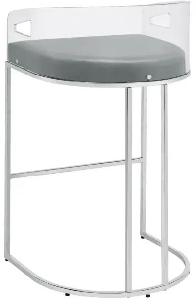 Thermosolis Acrylic Back Bar Stools Grey and Chrome (Set of 2)