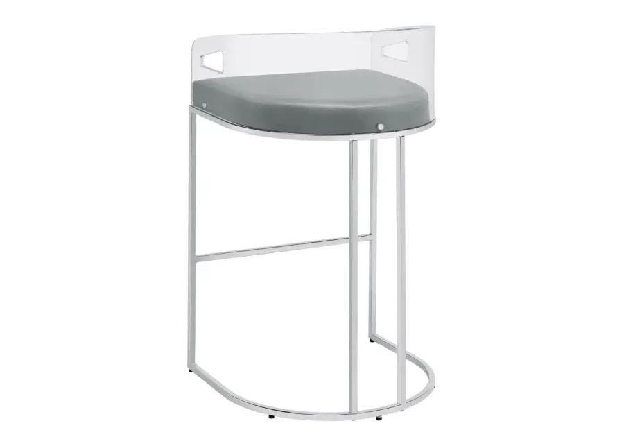 Thermosolis Acrylic Back Bar Stools Grey and Chrome (Set of 2)