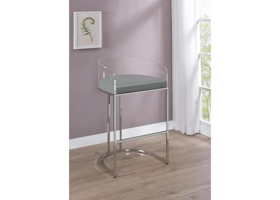 Thermosolis Acrylic Back Bar Stools Grey and Chrome (Set of 2)