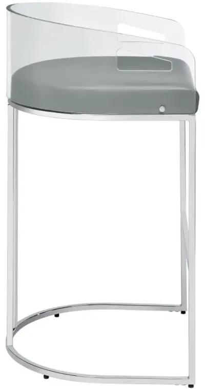 Thermosolis Acrylic Back Bar Stools Grey and Chrome (Set of 2)