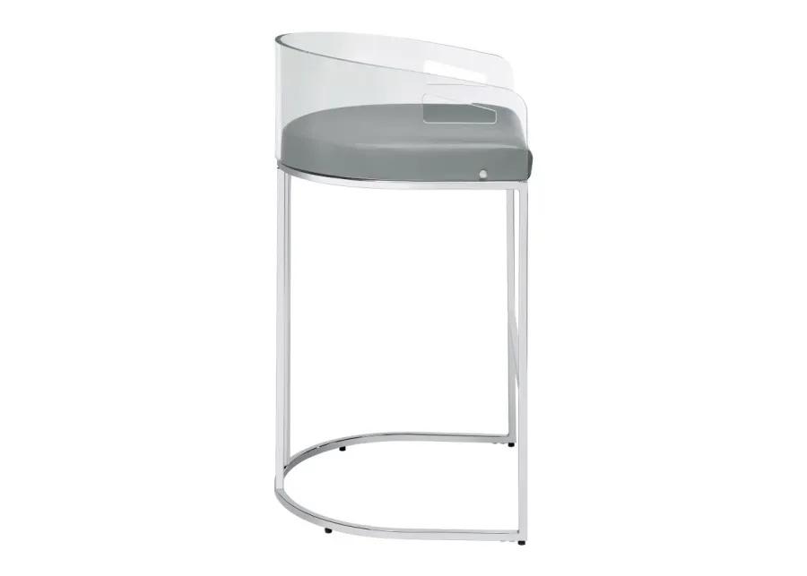 Thermosolis Acrylic Back Bar Stools Grey and Chrome (Set of 2)